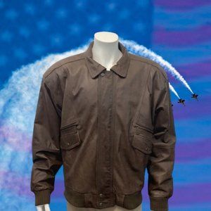 Vintage Brown Genuine Leather Men's Full Zip Bomber Jacket Top Gun Maverick XL